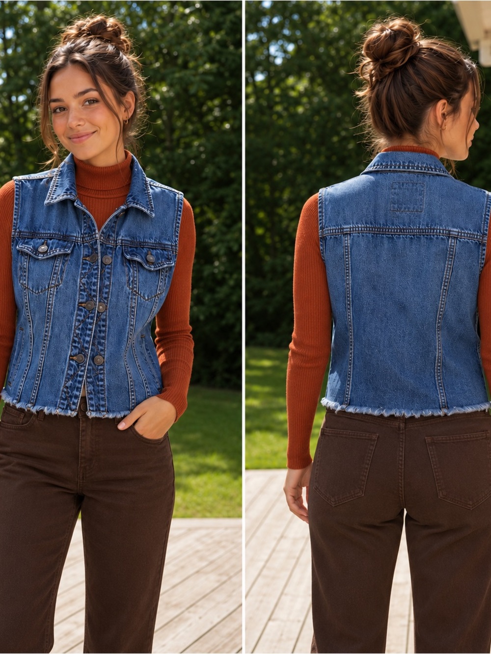 Mudd Blue Denim Vest with Contrast Stitching
